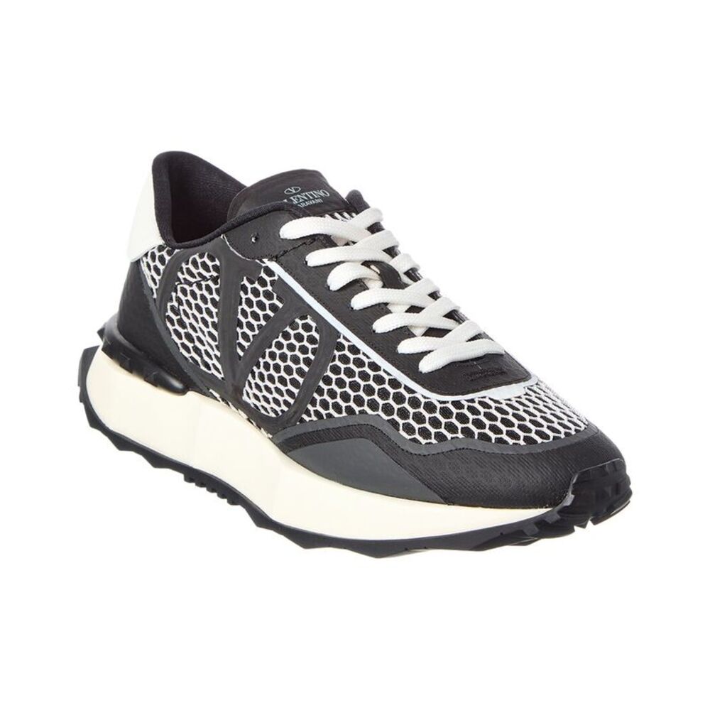 Valentino Vlogo Mesh & Leather Sneaker, Black